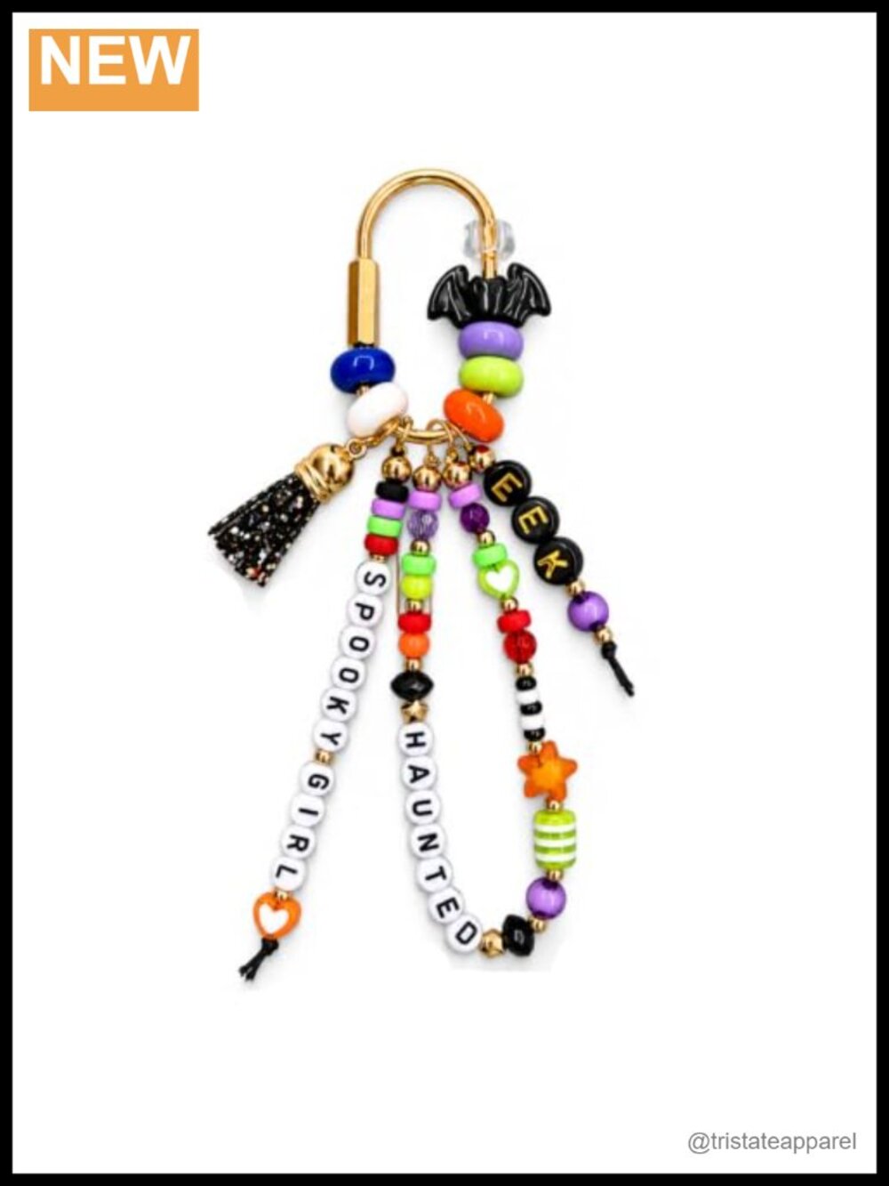 Beaded Bat Bag Charm Keychain Carabiner Purse Accessory